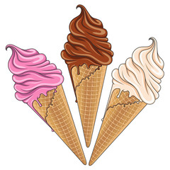 Set of tasty ice cream color. Vector illustration. Isolated objects on a white background