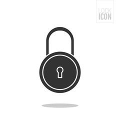 Padlock. Flat black icon lock. Object of safety, protection.