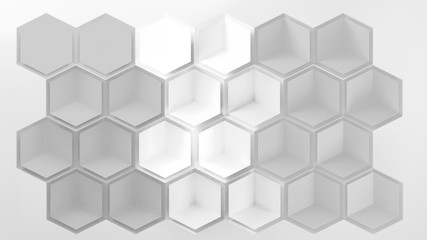 Isometric 3d rendering picture of black and white cubes.