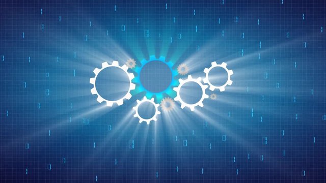 Animation mit drehenden Zahnr&auml;dern Arbeit 4.0