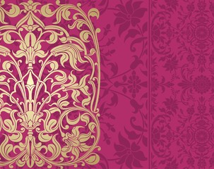 wedding card design, paisley floral pattern , royal India