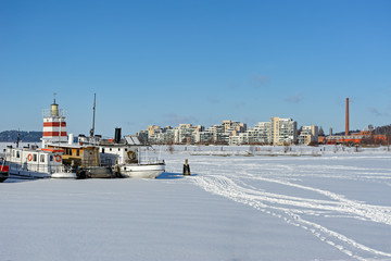 Sunny winter day in Lahti, Finland