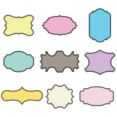 Fototapeta premium Set of blank vintage frames. Gift tags. Paper labels. Flat design. isolated vectors. 