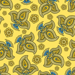 Seamless repeating pattern consisting of colored patterns buta.Vector