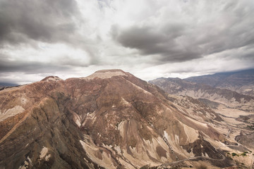 Volcanic ash covering the Peruvian Canyon. On the road to Omate. South America.