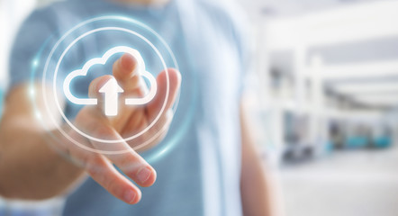 Businessman using digital cloud 3D rendering