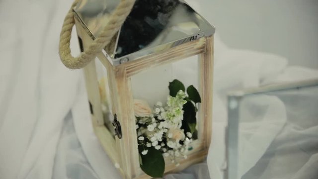Wedding details. Beautiful flowers decration. Flowers composition