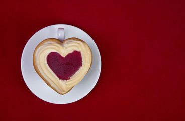 Cookies heart on a red background