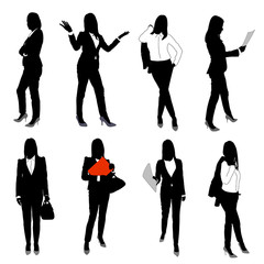 Collection of business woman vector silhouettes