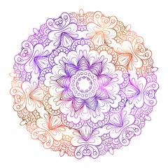 Colorful ethnic mandala pattern in watercolor style