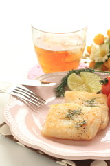 herbal flat fish fillet sauteed with cherry tomato