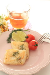 herbal flat fish fillet sauteed with cherry tomato