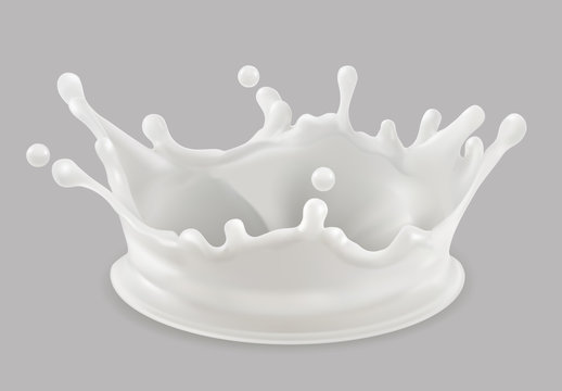 Milk splash. 3d vector icon