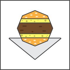 cheeseburger on a napkin, fast food, a big hamburger, the simple image, flat design, Outline style