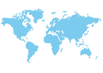 Fototapeta na wymiar World Continents Map - Dots style vector illustration