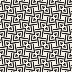 Geometric Ornament With Striped Rhombuses. Vector Seamless Monochrome Pattern