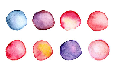 Tender pink watercolor round stains set