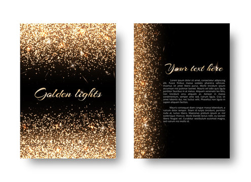 Glimmer background with bright light. Dust particles on a black backdrop.
