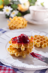 Breakfast with cherry jam