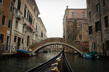 Fototapeta na wymiar Venice canals views from gondola, Italy