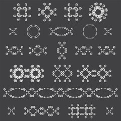 Ornamental decorative set. Vector ornate design elements. Vintage page decoration. Graphic frames and dividers. Templates Collection. For Invitations, Banners, Posters, Placards, Badges, Logotypes.