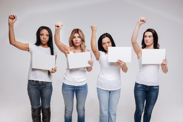 Young female activists protesting against something