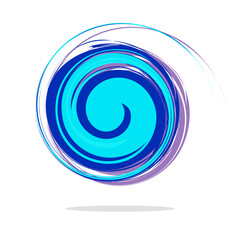 Abstract grunge round template for the logo. Blobs for creating banners, design of products, posters and flyers. Twisted icon. Dynamic symbol in blue and turquoise.