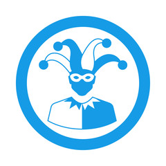 Icono plano arlequin en circulo color azul