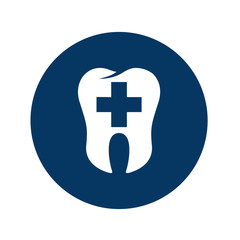 Icono plano logotipo dentista en circulo azul