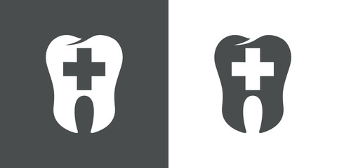 Icono plano logotipo dentista gris y blanco - obrazy, fototapety, plakaty