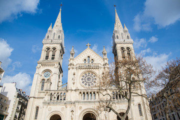 Fototapeta na wymiar Paris, Saint-Ambroise church, boulevard Voltaire