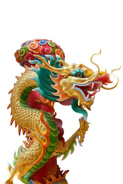 Colorful chinese dragon isolated on white background.