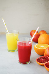Fresh multicolored orange juice 
