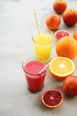Fresh multicolored orange juice 
