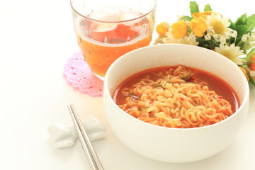 Korean Spicy noodles and iced tea