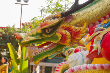 Colorful chinese dragon in Chinese Temple at Phitsanulok, Thailand