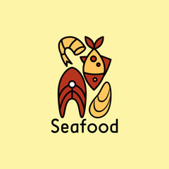 Vector line icon. Seafood section. Badge, signboard or banner.
