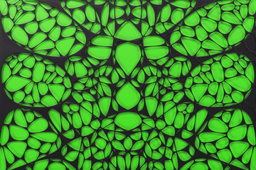 Black 3d voronoi organic structure on colored background