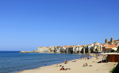 beach in cefalu in sicilia