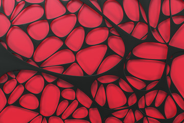 Black 3d voronoi organic structure on colored background