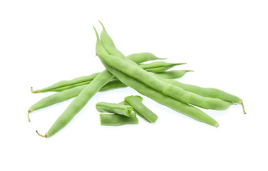 Green beans isolated on white background.