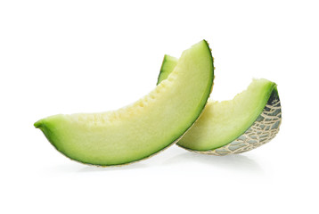 Slices of melon isolated on white background.