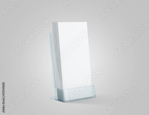 Blank White Flyers Stack Mockup In Glass Plastic Holder 3d Rendering Dl Fliers Mock Ups Stand In The Acrylic Box Brochure Template Holding In Transparent Plexiglass Pocket Booklets In Plastic Tray Wall