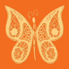 Hand drawn sketch style Butterfly. Retro hand-drawn vector illustration. Doodle and zentangle art.
