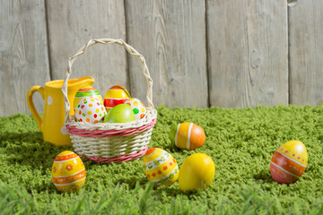 Easter eggs in a basket