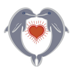 Naklejka premium Vector illustration of dolphins in love colorful