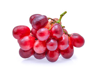 fresh red grapes with water drops isolated on white background.