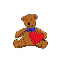Brown teddybear holding red heart