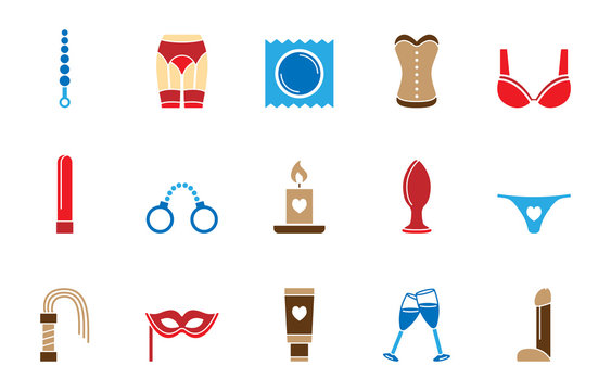 Set mit erotischen Icon's - Bunt