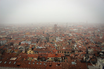 Foggy Venice from the top of St Mark's Campanile, Italy